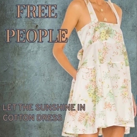Free people Dresses & Skirts - FREE PEOPLE Let The Sunshine In Cotton Strappy Sleeveless Back-Tie MiniDress NWT